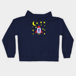 Rocket Ship In Space Kids Hoodie